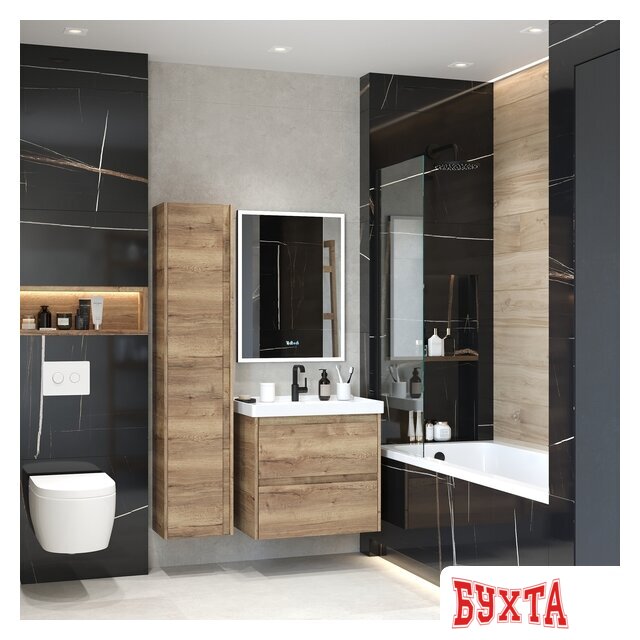 Мебель для ванных комнат Briz Тумба подвесная Берн 60 с умывальником Грэйс 4