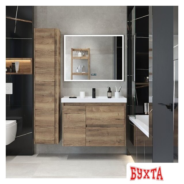 Мебель для ванных комнат Briz Тумба подвесная Берн 90 с умывальником Грэйс 4