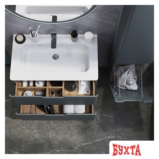 Мебель для ванных комнат Briz Тумба с умывальником Прато Грэй 80 240 03-18080-16 00 ГР 4