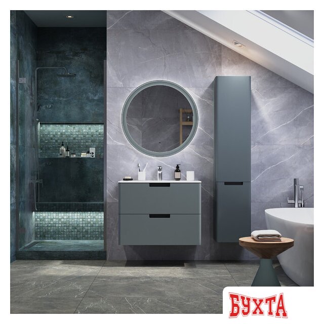 Мебель для ванных комнат Briz Тумба с умывальником Прато Грэй 80 240 03-18080-16 00 ГР 5