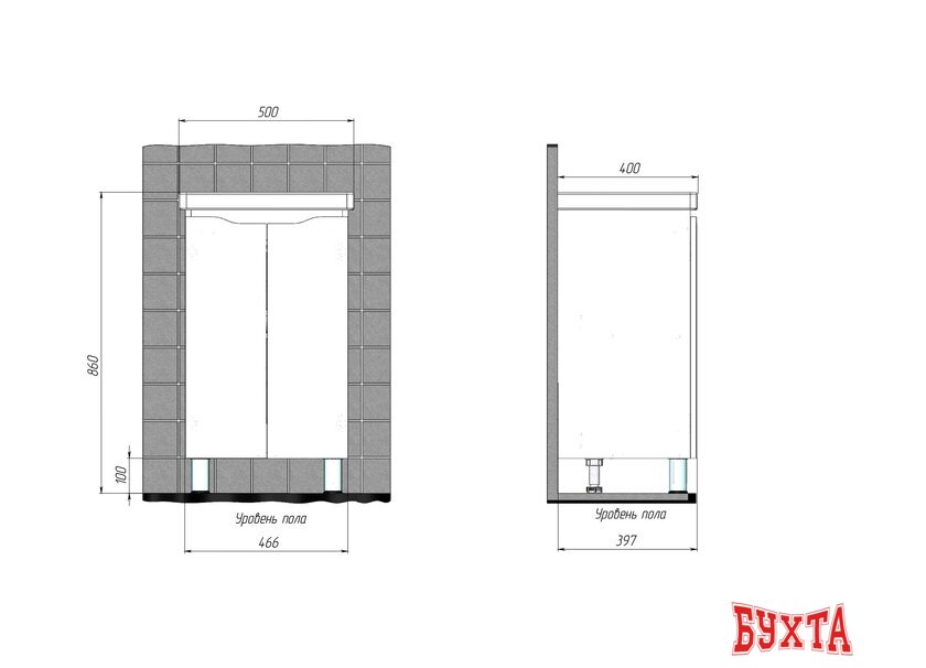Мебель для ванных комнат Briz Тумба напольная Мальта 50 с умывальником Фостер 5