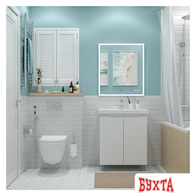 Мебель для ванных комнат Briz Тумба напольная Мальта 60 с умывальником Фостер 3