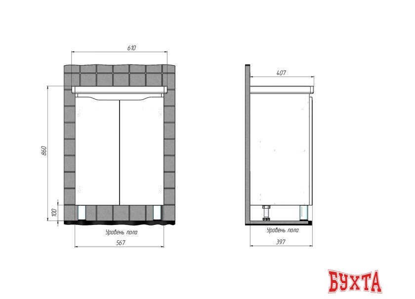 Мебель для ванных комнат Briz Тумба напольная Мальта 60 с умывальником Фостер 5