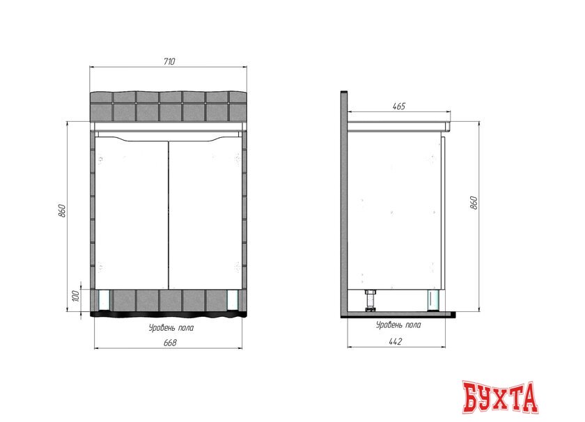 Мебель для ванных комнат Briz Тумба напольная Мальта 70 с умывальником Фостер 5