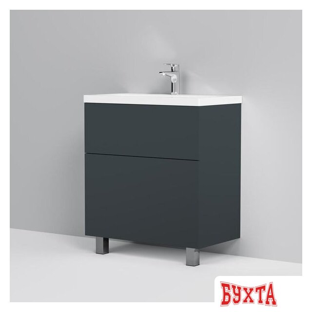 Мебель для ванных комнат AM.PM Тумба под умывальник Gem 75 M90FSX07522GM32 (2 ящика, графит) 2