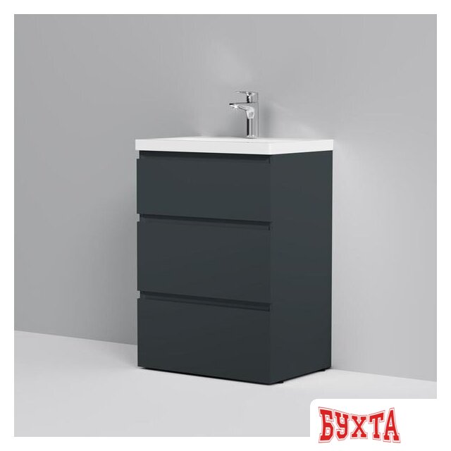 Мебель для ванных комнат AM.PM Тумба под умывальник Gem S 60 M91FSX0602GM (3 ящика, графит) 2