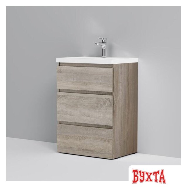 Мебель для ванных комнат AM.PM Тумба под умывальник Gem S 60 M91FSX0602OF (3 ящика,светлый дуб) 2