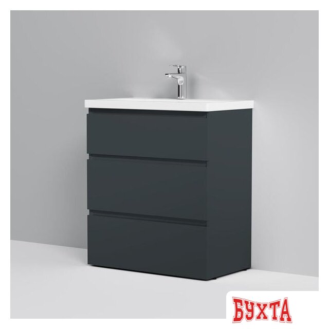 Мебель для ванных комнат AM.PM Тумба под умывальник Gem S 75 M91FSX0752GM (3 ящика, графит) 2