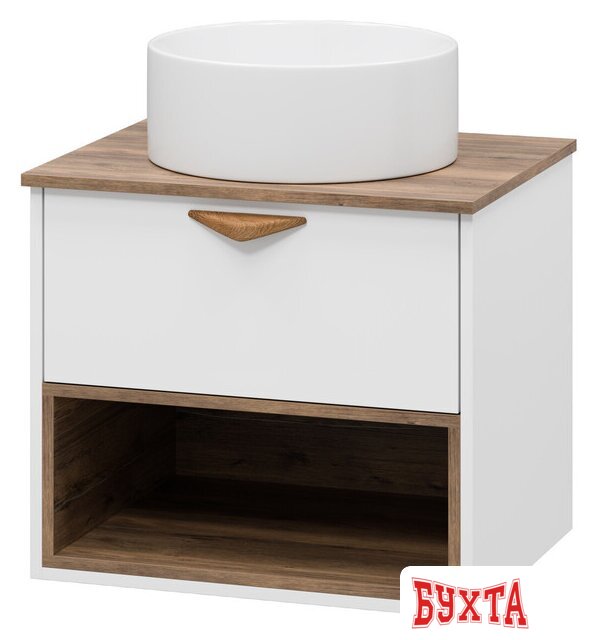 Мебель для ванных комнат Brevita Тумба под умывальник Bergen 60 BER-07060-19-01-1Я (белый/темное дерево) 1