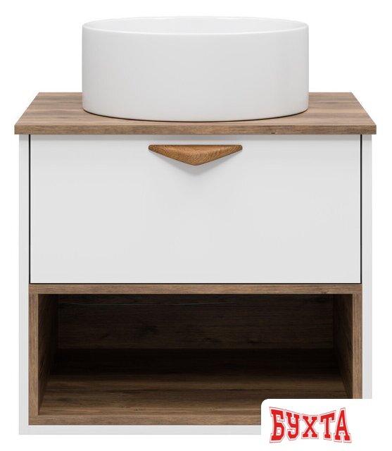Мебель для ванных комнат Brevita Тумба под умывальник Bergen 60 BER-07060-19-01-1Я (белый/темное дерево) 3