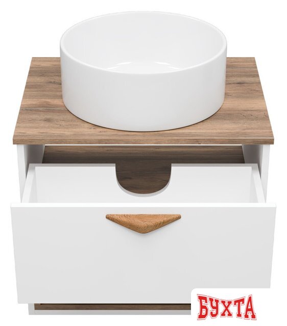 Мебель для ванных комнат Brevita Тумба под умывальник Bergen 60 BER-07060-19-01-1Я (белый/темное дерево) 4
