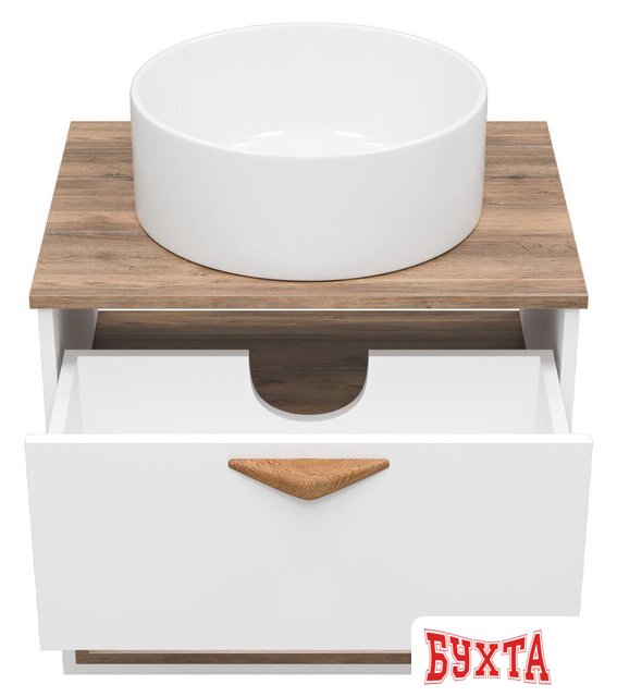 Мебель для ванных комнат Brevita Тумба под умывальник Bergen 60 BER-07060-19-01-1Я (белый/темное дерево) 5