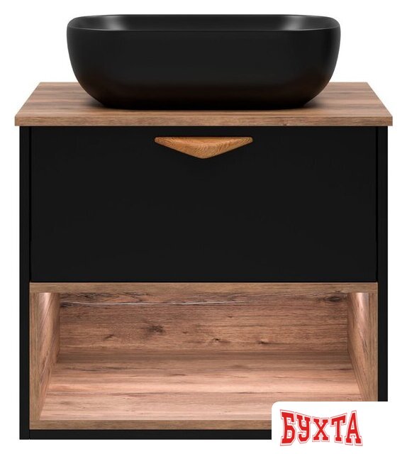 Мебель для ванных комнат Brevita Тумба под умывальник Bergen 60 BER-07060-19-02-1Я (черный)