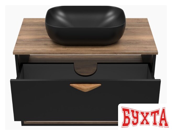 Мебель для ванных комнат Brevita Тумба под умывальник Bergen 80 BER-07080-19-02-1Я (черный/темное дерево) 5