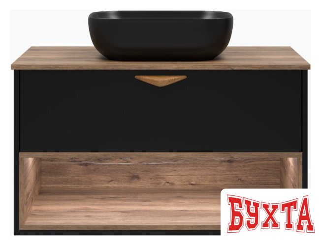Мебель для ванных комнат Brevita Тумба под умывальник Bergen 90 BER-07090-19-02-1Я (черный/темное дерево) 1