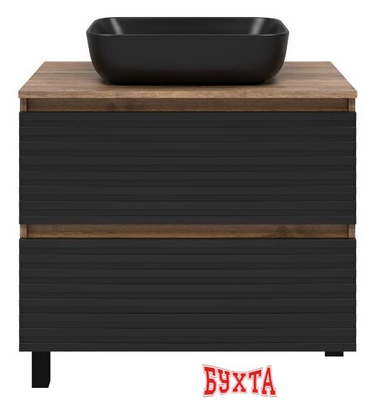 Мебель для ванных комнат Brevita Тумба под умывальник Dakota 60 DAK-07060-19/02-2Я (черный/темное дерево) 2