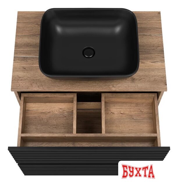 Мебель для ванных комнат Brevita Тумба под умывальник Dakota 60 DAK-07060-19/02-2Я (черный/темное дерево) 5