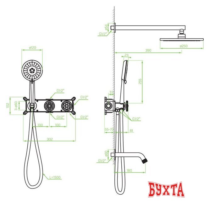 Душевая система Laveo Muro BAU 711P 2