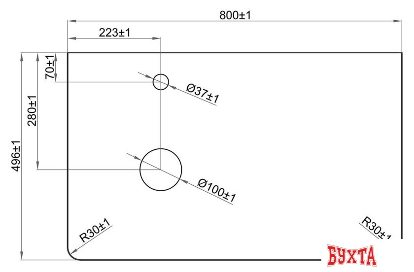 Мебель для ванных комнат Misty Столешница Роял 80 VS03-80 (черный) 3