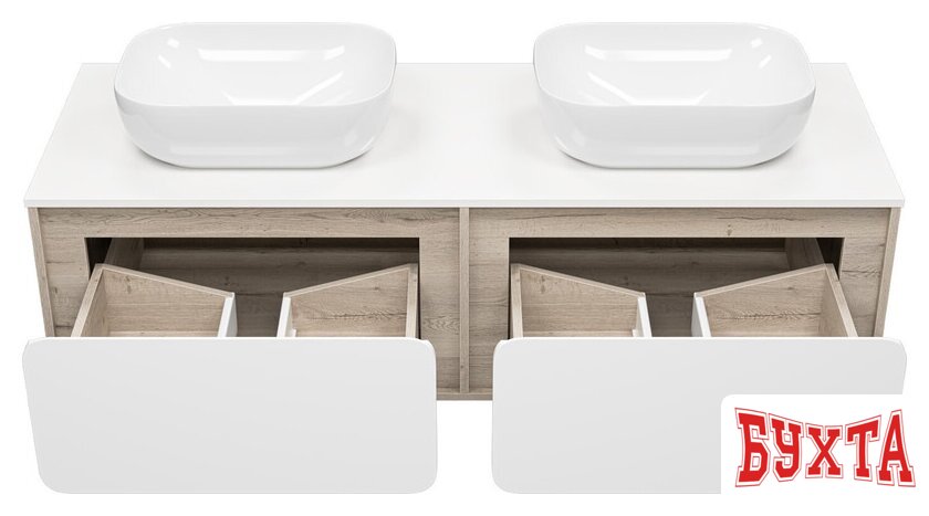 Мебель для ванных комнат Misty Тумба под умывальник Дубль 150 П-Дуб-09150-372Я 3