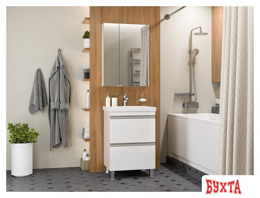 Мебель для ванных комнат Misty Тумба под умывальник Ингрид 60 П-Инг-01060-012Я 5