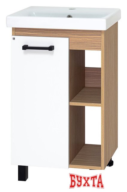 Мебель для ванных комнат Misty Крафт - 50 Тумба напольная 1 дв. (беж. зебрано/бел) ПВХ - П-Кра-07050-011 1