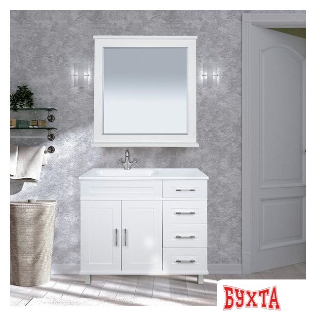 Мебель для ванных комнат Misty Купер - 90 Тумба напольная с 4 ящ. левая, белая эмаль - П-Куп01090-0124ЯЛ 5