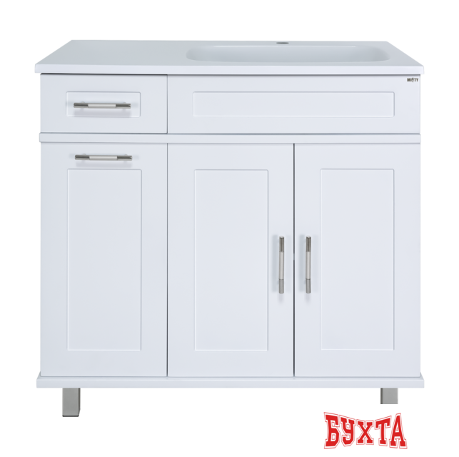 Мебель для ванных комнат Misty Купер - 90 Тумба напольная с Б/К правая, белая эмаль - П-Куп01090-012БкП 1