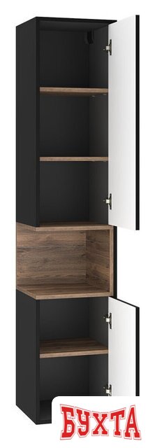 Мебель для ванных комнат Briz Шкаф-пенал Bergen 35 BER-05035-02-19-ПоП (правый, черный/темное дерево) 3