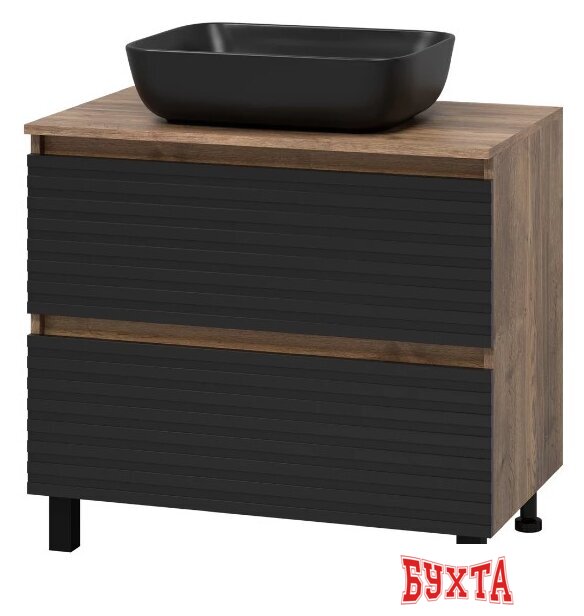 Мебель для ванных комнат Brevita Тумба под умывальник Dakota 70 DAK-07070-19/02-2Я (черный/темное дерево) 1