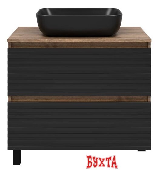 Мебель для ванных комнат Brevita Тумба под умывальник Dakota 80 DAK-07080-19/02-2Я (черный/темное дерево) 5