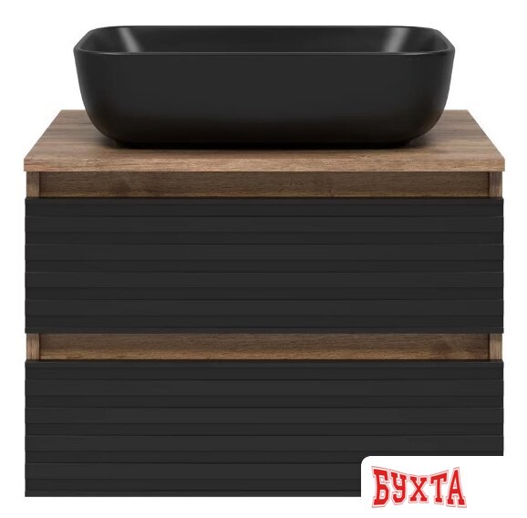 Мебель для ванных комнат Brevita Тумба под умывальник Dakota 60 DAK-09060-19/02-2Я (черный/темное дерево) 2