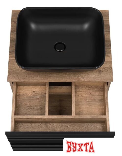 Мебель для ванных комнат Brevita Тумба под умывальник Dakota 60 DAK-09060-19/02-2Я (черный/темное дерево) 5