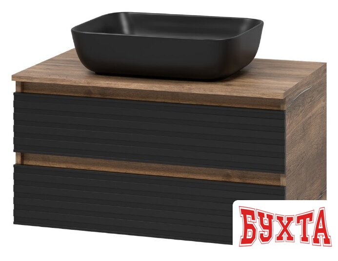 Мебель для ванных комнат Brevita Тумба под умывальник Dakota 80 DAK-09080-19/02-2Я (черный/темное дерево) 1