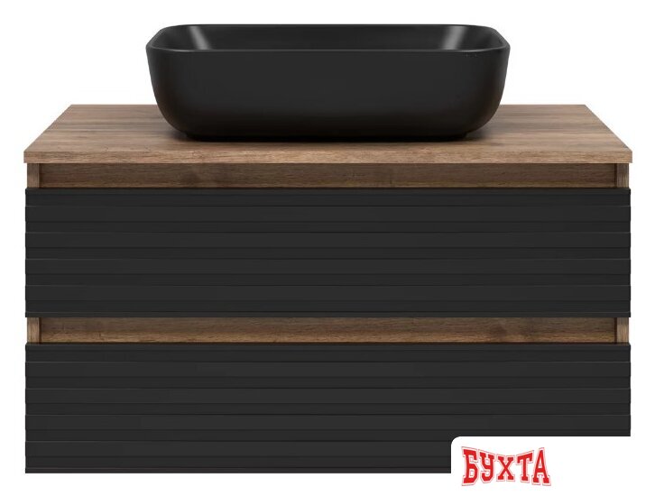 Мебель для ванных комнат Brevita Тумба под умывальник Dakota 80 DAK-09080-19/02-2Я (черный/темное дерево) 2