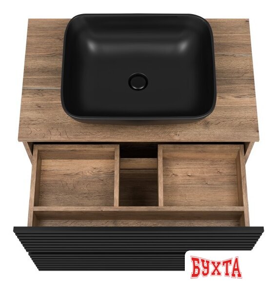 Мебель для ванных комнат Brevita Тумба под умывальник Dakota 80 DAK-09080-19/02-2Я (черный/темное дерево) 3