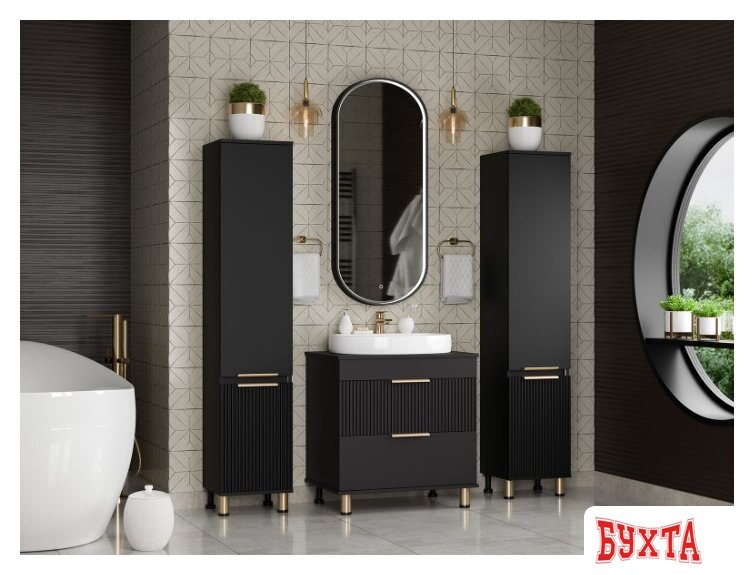 Мебель для ванных комнат Brevita Тумба под умывальник Enfida 70 ENF-06070-0242Я (черный матовый) 5