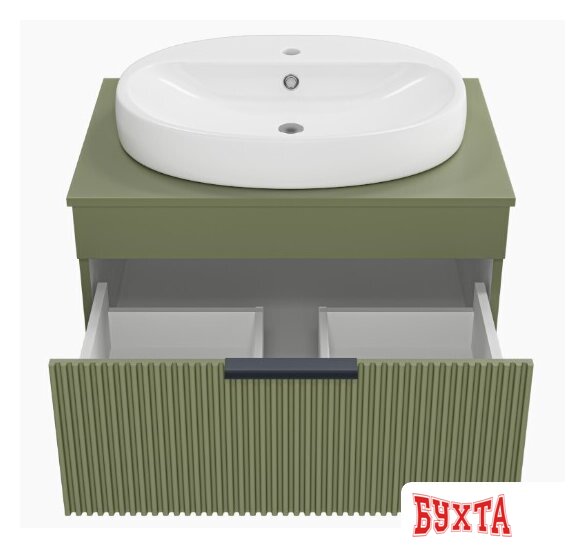 Мебель для ванных комнат Brevita Тумба под умывальник Enfida 70 ENF-06070-0841Я (зеленый матовый) 3