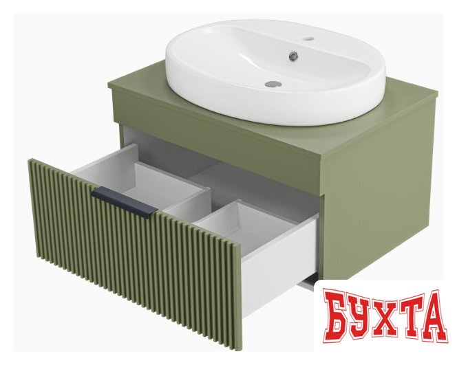 Мебель для ванных комнат Brevita Тумба под умывальник Enfida 70 ENF-06070-0841Я (зеленый матовый) 4