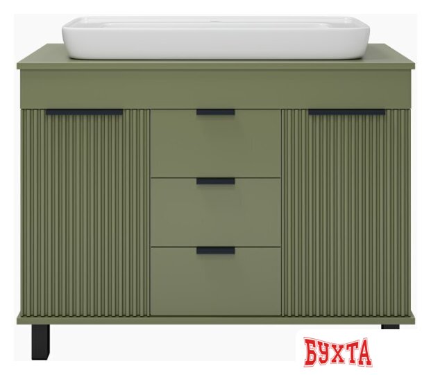 Мебель для ванных комнат Brevita Тумба под умывальник Enfida 100 ENF-06100-0843Я (зеленый матовый) 2
