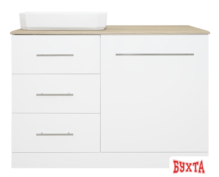 Мебель для ванных комнат Misty Респект -110 Тумба с 3 ящ. под стиральную машину левая - Э-Рес01110-13ЯЛ 1