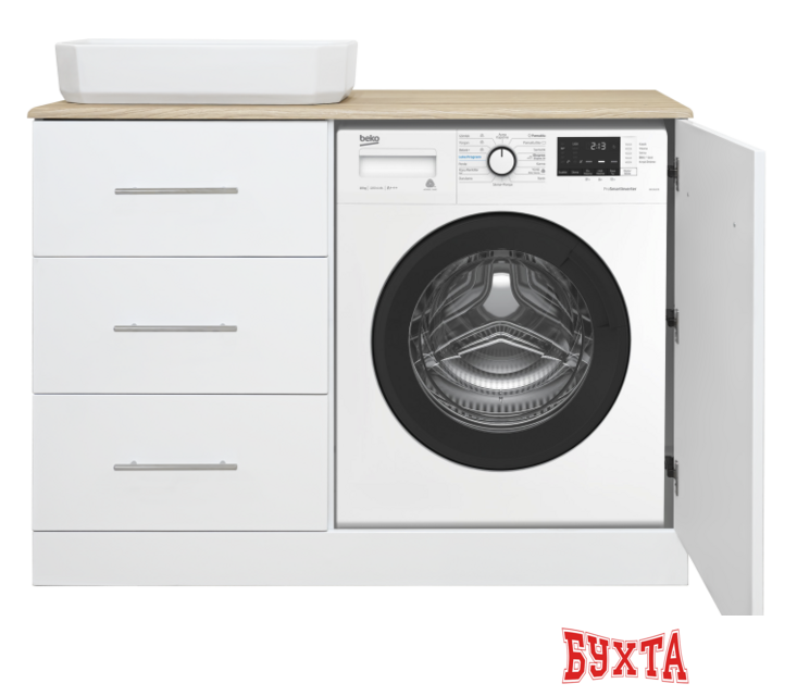 Мебель для ванных комнат Misty Респект -110 Тумба с 3 ящ. под стиральную машину левая - Э-Рес01110-13ЯЛ 2