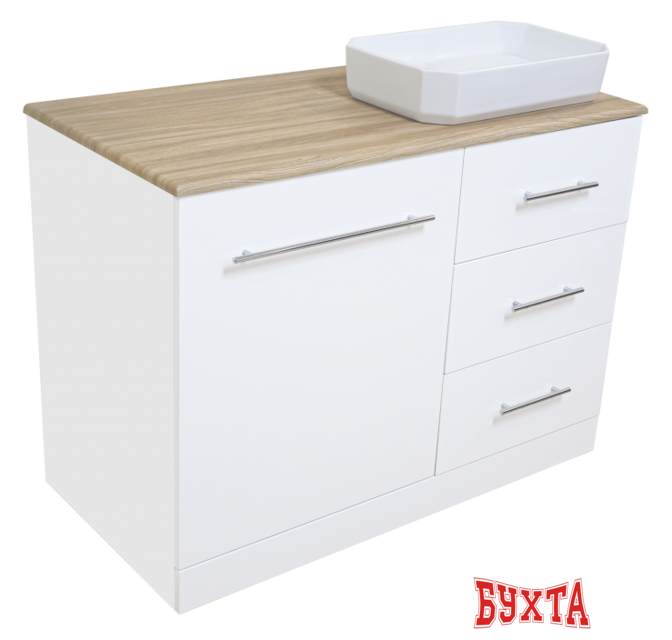Мебель для ванных комнат Misty Респект -110 Тумба с 3 ящ. под стиральную машину правая - Э-Рес01110-13ЯП 3