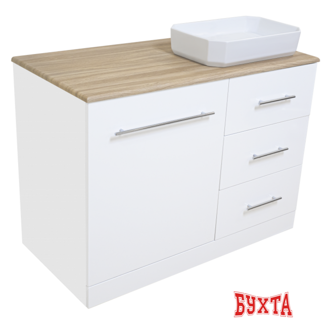 Мебель для ванных комнат Misty Респект -120 Тумба с 3 ящ. под стиральную машину правая - Э-Рес01120-13ЯП 3