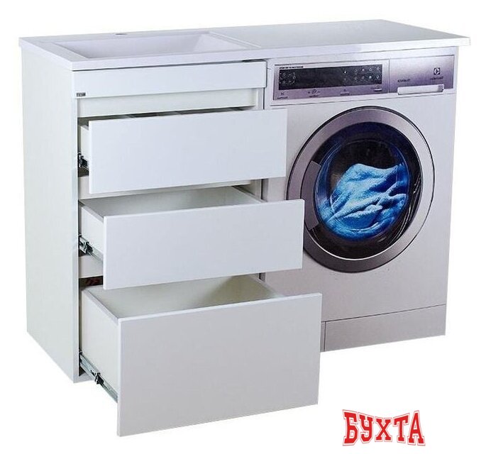 Мебель для ванных комнат Misty Фостер - 55 Тумба напольная 3 ящ. под стиральную машину, белая эмаль - Э-Фос01055-01Н3Я 2