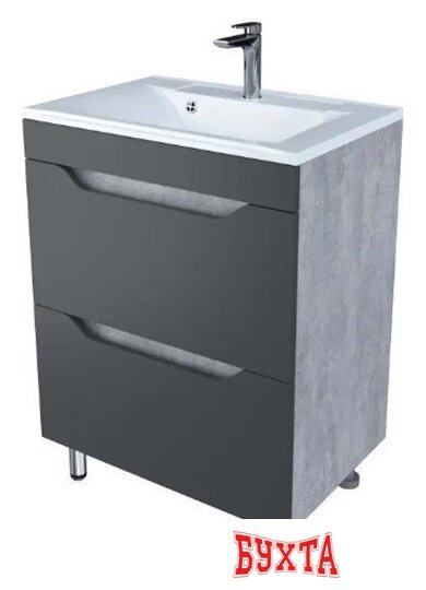 Мебель для ванных комнат Axus Тумба под умывальник Фламини 80 (2 ящика, цемент)