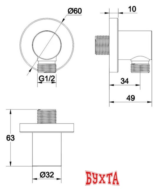 Шланговое подключение Whitecross Y1008GM (оружейная сталь) 3