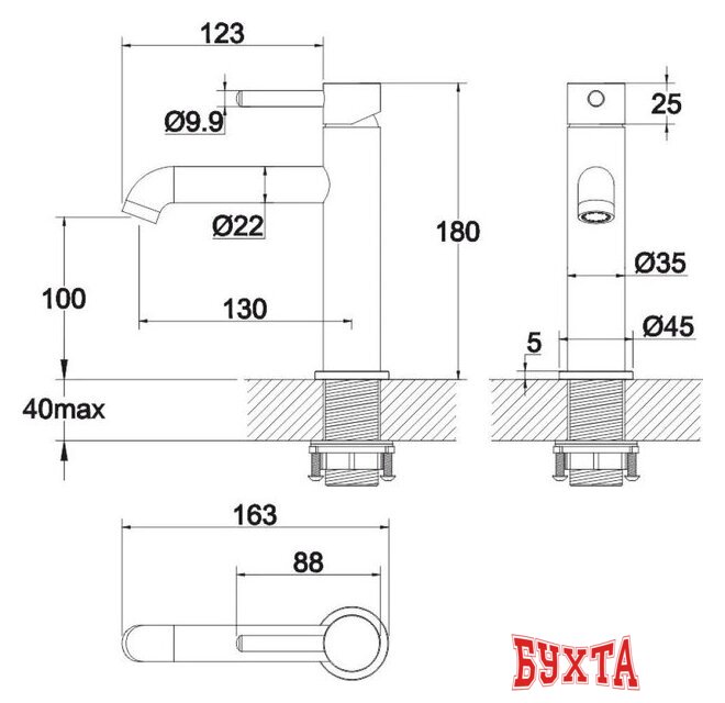 Смеситель Whitecross Y Y1211BL (черный матовый) 3