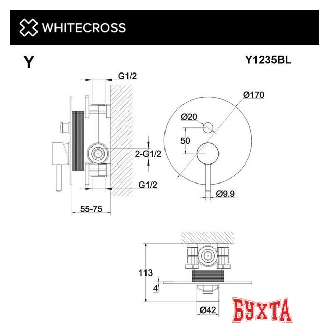 Смеситель Whitecross Y Y1235BL (черный матовый) 3