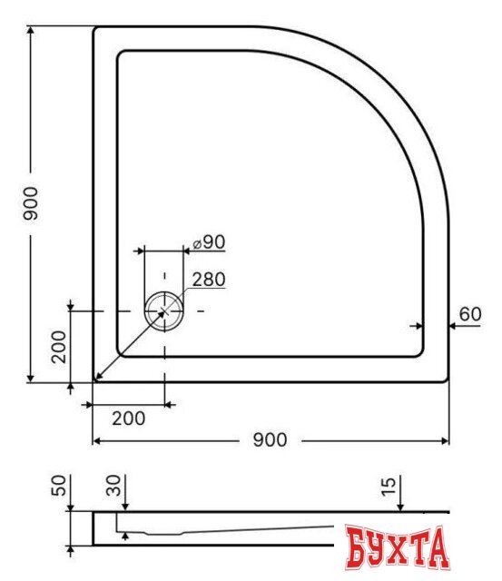 Душевой поддон Axus Rondo 90x90 PR-90 2